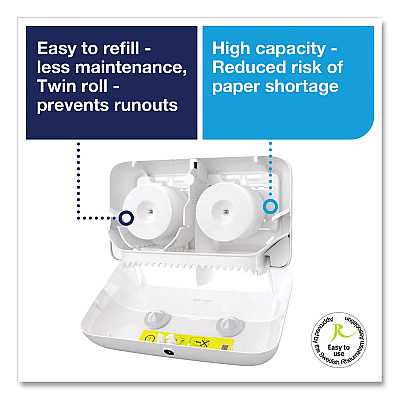 Tork Elevation Coreless High Capacity Bath Tissue Dispenser, 14.17 x 5.08 x 8.23, White (TRK473200)