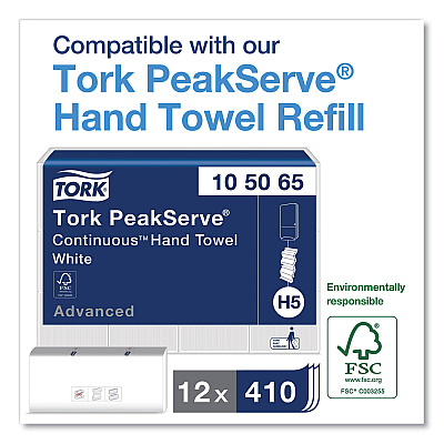 Tork PeakServe Continuous Hand Towel Dispenser, 14.57 x 3.98 x 28.74, White (TRK552520)