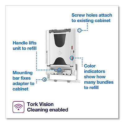 Tork PeakServe Continuous Recessed Cabinet Hand Towel Adapter, 14.37 x 4.29 x 20.35, White (TRK552522)