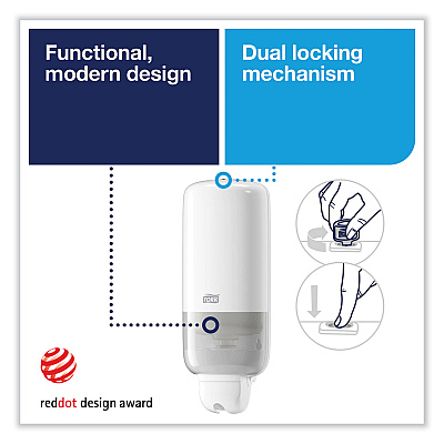 Tork Elevation Liquid Skincare Dispenser, 1 L Bottle; 33 oz Bottle, 4.4 x 4.5 x 11.5, White (TRK570020A)
