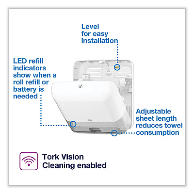 Tork Elevation Matic Hand Towel Roll Dispenser with Sensor, 13 x 8 x 14.5, White (TRK5511202)