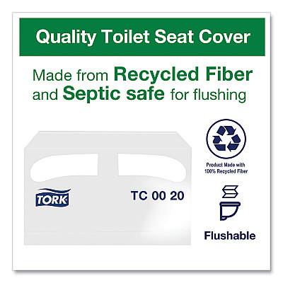 Tork Toilet Seat Cover, Half-Fold, 14.5 x 17, White, 250/Pack, 20 Packs/Carton (TRKTC0020)