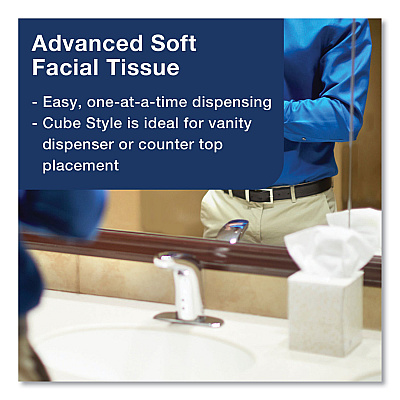 Tork Advanced Facial Tissue, 2-Ply, White, Cube Box, 94 Sheets/Box, 36 Boxes/Carton (TRKTF6830)