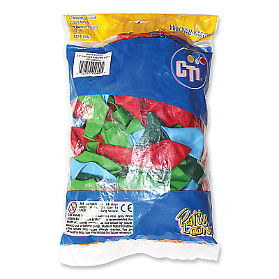 Tablemate Party Loons Helium Quality Latex Balloons, Assorted Colors, 100/Pack (TBL1200)