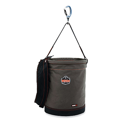 ergodyne Arsenal 5945T Extra-Large Swiveling Carabiner Canvas Hoist Bucket and Top, 150 lb, Gray (EGO14845)