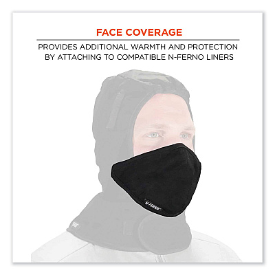 ergodyne N-Ferno 6870 2-Layer Thermal Mouthpiece, Fleece/Cotton, Black, One Size Fits Most (EGO16870)
