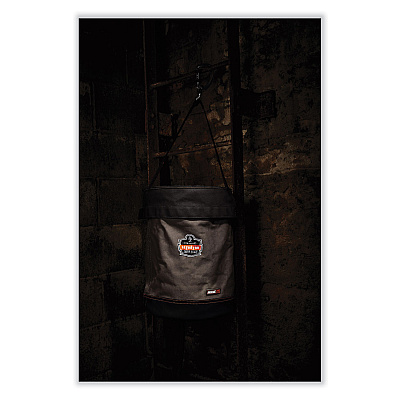 ergodyne Arsenal 5940T Swiveling Carabiner Canvas Hoist Bucket and Top, 150 lb, Gray (EGO14840)