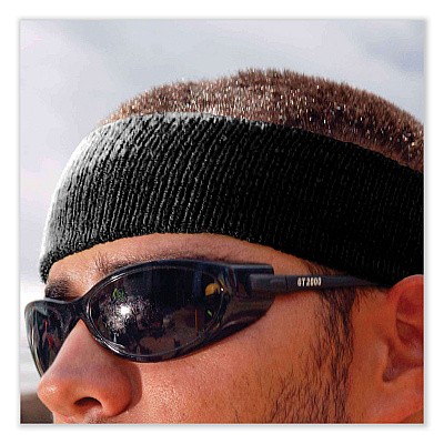 ergodyne Chill-Its 6550 Head Terry Cloth Sweatband, Cotton Terry, One Size Fits Most, Black (EGO12452)
