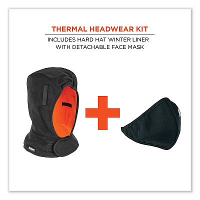 ergodyne N-Ferno 6871 2-Layer Winter Liner + Mouthpiece Kit, Fleece/Cotton, One Size Fits Most, Black (EGO16871)