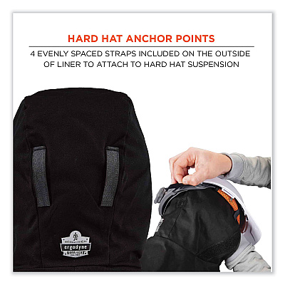 ergodyne N-Ferno 6871 2-Layer Winter Liner + Mouthpiece Kit, Fleece/Cotton, One Size Fits Most, Black (EGO16871)