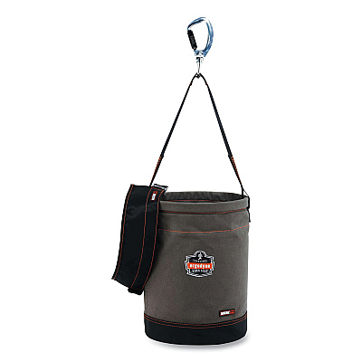 ergodyne Arsenal 5940T Swiveling Carabiner Canvas Hoist Bucket and Top, 150 lb, Gray (EGO14840)