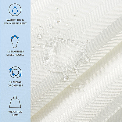 H&h Poly Shower Curtain Set 72x72 Damask Bright White, Case Of 12 (SCSETD-7272-WH)