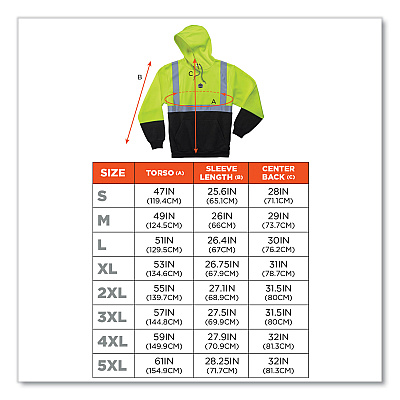 ergodyne GloWear 8293 Hi-Vis Class 2 Hooded Sweatshirt Black Bottom, Polar Fleece, Small, Lime (EGO21687)
