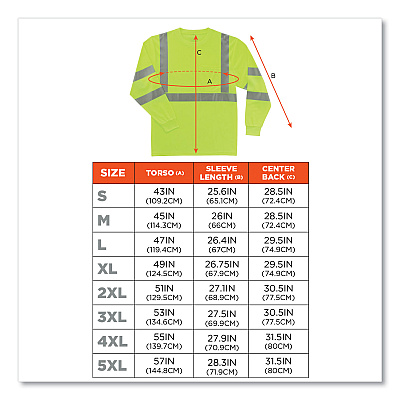 ergodyne GloWear 8391 Class 3 Hi-Vis Long Sleeve Shirt, Polyester, Lime, Medium (EGO21703)