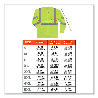 ergodyne GloWear 8391 Class 3 Hi-Vis Long Sleeve Shirt, Polyester, Lime, 2X-Large (EGO21706)