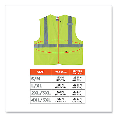 ergodyne GloWear 8225HL Class 2 Standard Solid Hook and Loop Vest, Polyester, Lime, 2X-Large/3X-Large (EGO21187)