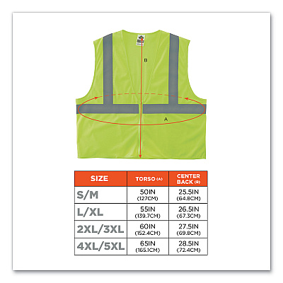 ergodyne GloWear 8205Z Class 2 Super Economy Mesh Vest, Polyester, Lime, 4X-Large/5X-Large (EGO20999)