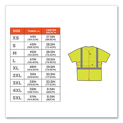 ergodyne GloWear 8289 Class 2 Hi-Vis T-Shirt, Polyester, Lime, 5X-Large (EGO21509)