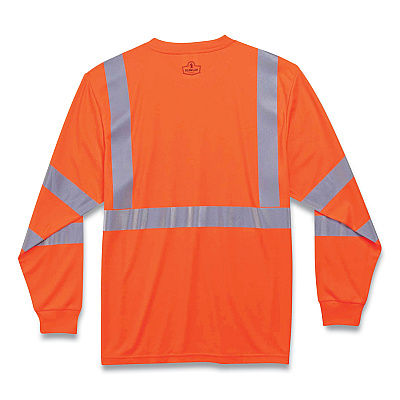 ergodyne GloWear 8391 Class 3 Hi-Vis Long Sleeve Shirt, Polyester, Orange, Large (EGO21714)