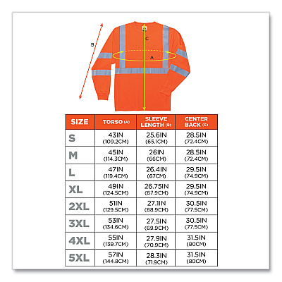 ergodyne GloWear 8391 Class 3 Hi-Vis Long Sleeve Shirt, Polyester, Orange, Large (EGO21714)