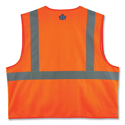 ergodyne GloWear 8225Z Class 2 Standard Solid Vest, Polyester, Orange, 2X-Large/3X-Large (EGO21157)