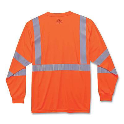ergodyne GloWear 8391 Class 3 Hi-Vis Long Sleeve Shirt, Polyester, Orange, Small (EGO21712)
