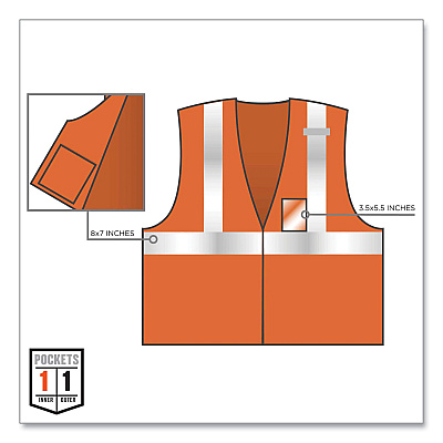 ergodyne GloWear 8216BA Class 2 Breakaway Mesh ID Holder Vest, Polyester, Large/X-Large, Orange (EGO21085)