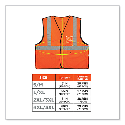 ergodyne GloWear 8216BA Class 2 Breakaway Mesh ID Holder Vest, Polyester, Small/Medium, Orange (EGO21083)