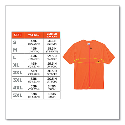 ergodyne GloWear 8089 Non-Certified Hi-Vis T-Shirt, Polyester, 4X-Large, Orange (EGO21568)
