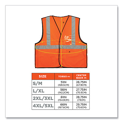ergodyne GloWear 8216BA Class 2 Breakaway Mesh ID Holder Vest, Polyester, 4X-Large/5X-Large, Orange (EGO21089)