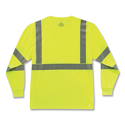 ergodyne GloWear 8391 Class 3 Hi-Vis Long Sleeve Shirt, Polyester, Lime, 2X-Large (EGO21706)