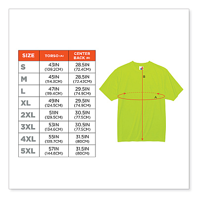 ergodyne GloWear 8089 Non-Certified Hi-Vis T-Shirt, Polyester, 4X-Large, Lime (EGO21558)