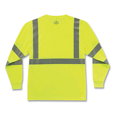 ergodyne GloWear 8391 Class 3 Hi-Vis Long Sleeve Shirt, Polyester, Lime, Medium (EGO21703)