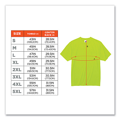 ergodyne GloWear 8089 Non-Certified Hi-Vis T-Shirt, Polyester, 5X-Large, Lime (EGO21559)