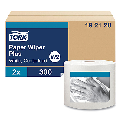 Tork Paper Wiper Plus, 9.8 x 15.2, White, 300/Roll, 2 Rolls/Carton (TRK192128)