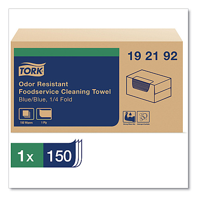 Tork Foodservice Cloth, 13 x 24, Blue, 150/Carton (TRK192192)
