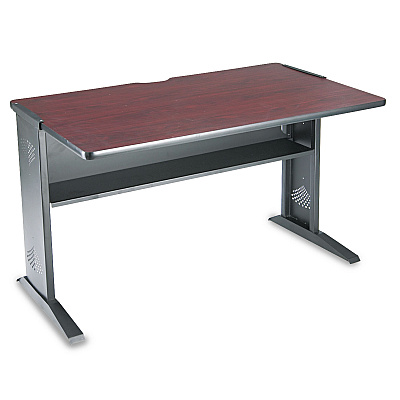 Safco Computer Desk with Reversible Top, 47.5" x 28" x 30", Mahogany/Medium Oak/Black (SAF1931)