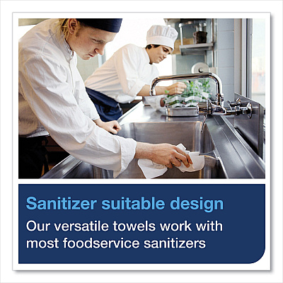 Tork Small Pack Foodservice Cloth, 1-Ply, 11.75 x 14.75, Unscented, White with Red Stripe, 50/Poly Pack, 4 Packs/Carton (TRK192291)