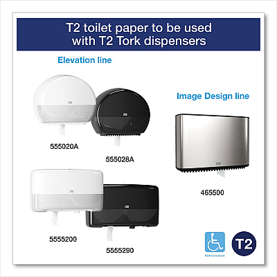 Tork Advanced Jumbo Bath Tissue, Septic Safe, 2-Ply, White, 3.48" x 751 ft, 12 Rolls/Carton (TRK11020602)