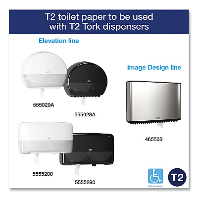 Tork Advanced Jumbo Bath Tissue, Septic Safe, 1-Ply, White, 3.48" x 1,200 ft, 12 Rolls/Carton (TRK12013903)
