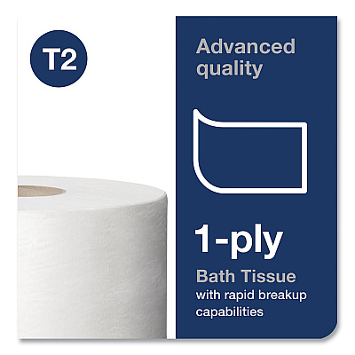 Tork Advanced Jumbo Bath Tissue, Septic Safe, 1-Ply, White, 3.48" x 1,200 ft, 12 Rolls/Carton (TRK12013903)