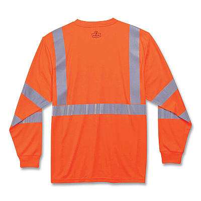ergodyne GloWear 8391 Class 3 Hi-Vis Long Sleeve Shirt, Polyester, Orange, X-Large (EGO21715)