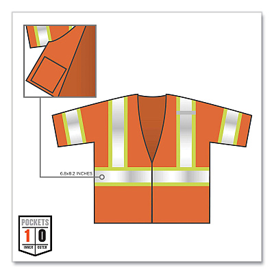 ergodyne GloWear 8330Z Class 3 Two-Tone Zipper Vest, Polyester, 4X-Large/5X-Large, Orange (EGO22179)