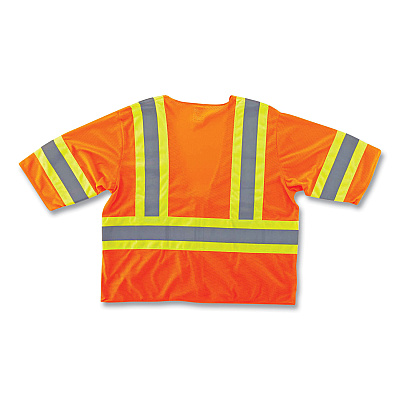 ergodyne GloWear 8330Z Class 3 Two-Tone Zipper Vest, Polyester, Largel/X-Large, Orange (EGO22175)