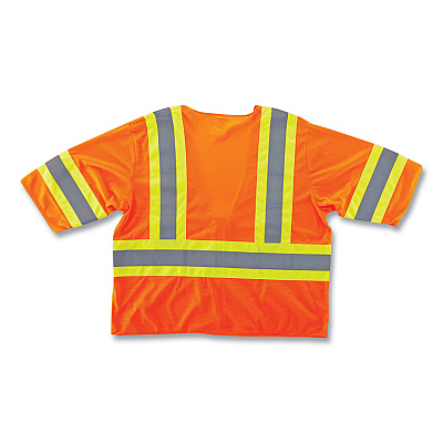 ergodyne GloWear 8330Z Class 3 Two-Tone Zipper Vest, Polyester, 2X-Large/3X-Large, Orange (EGO22177)