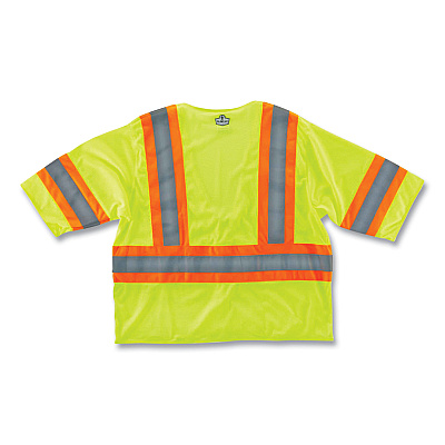 ergodyne GloWear 8330Z Class 3 Two-Tone Zipper Vest, Polyester, 4X-Large/5X-Large, Lime (EGO22189)