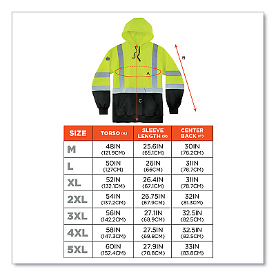 ergodyne GloWear 8373 Hi-Vis Class 3 Hooded Sweatshirt with  Black Bottom, Polar Fleece, Lime, X-Large (EGO21885)