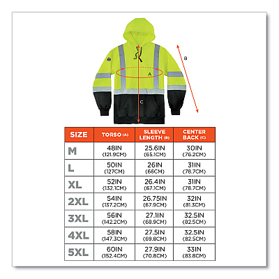 ergodyne GloWear 8373 Hi-Vis Class 3 Hooded Sweatshirt with Black Bottom, Polar Fleece, Lime, Large (EGO21884)