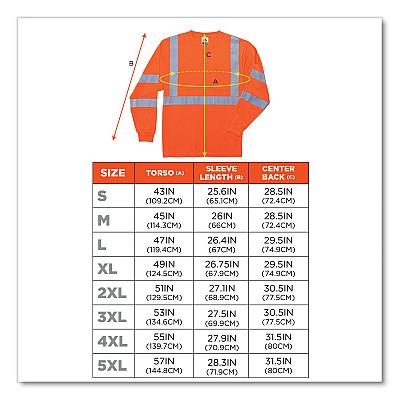 ergodyne GloWear 8391 Class 3 Hi-Vis Long Sleeve Shirt, Polyester, Orange, 2X-Large (EGO21716)