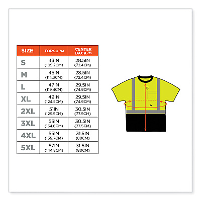 ergodyne GloWear 8289BK Class 2 Hi-Vis T-Shirt with Black Bottom, Medium, Lime (EGO22503)